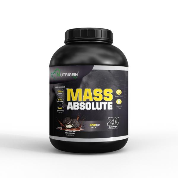 MASS ABSOLUTE Powder, Mass Gainer, 55 Gm protein, 3750 GM Net WT,20 Servings.